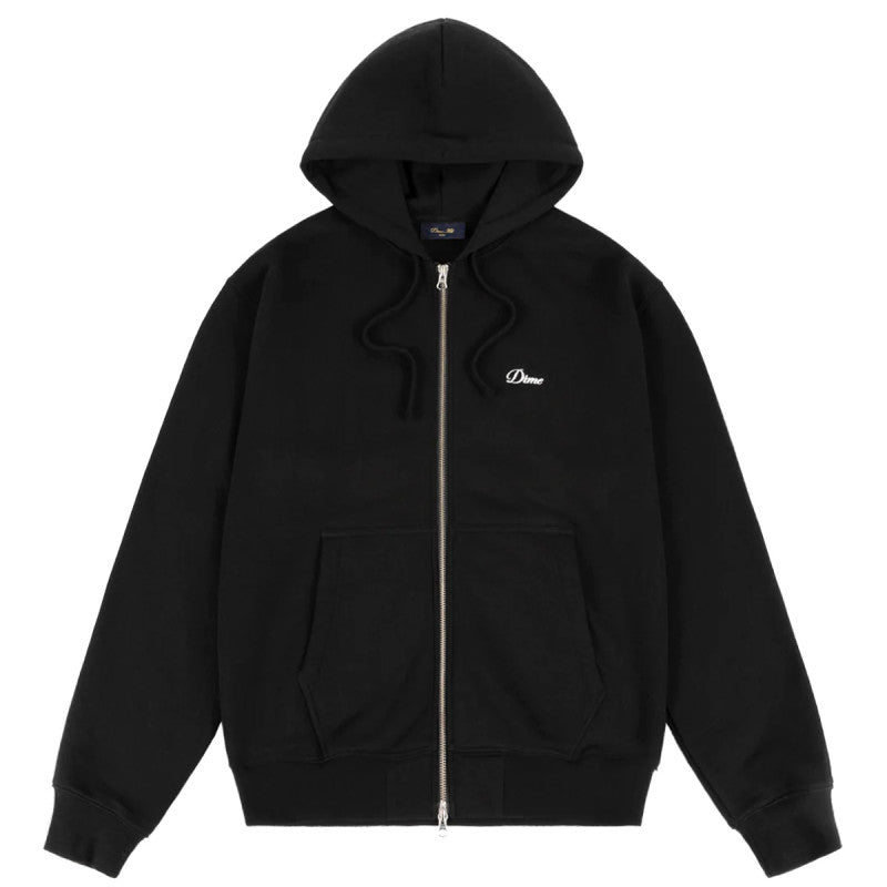 Dime Cursive Zip Hooded Sweater Black