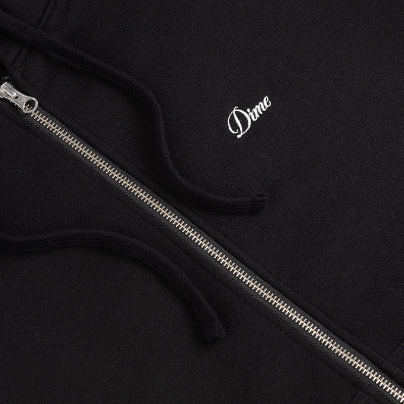Dime Cursive Zip Hooded Sweater Black