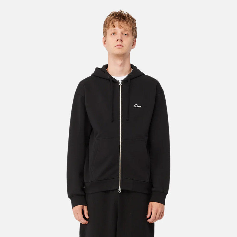 Dime Cursive Zip Hooded Sweater Black