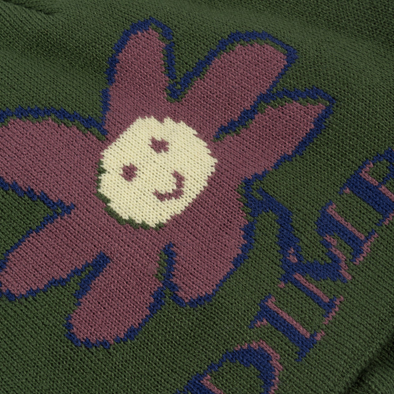 Dime Cute Flower Skull Cap Beanie Ivy Green