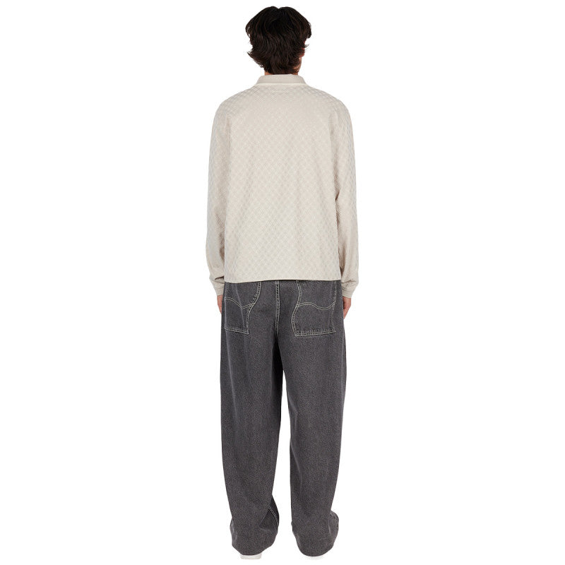 Dime Jacquard Longsleeve Polo Beige