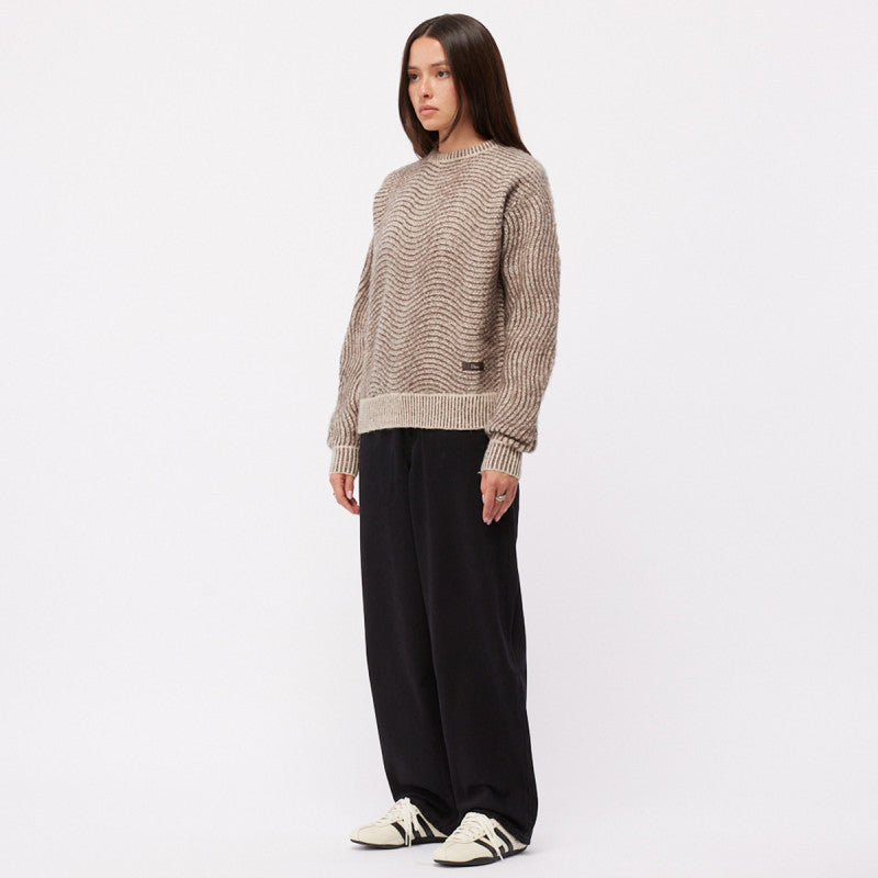 Dime Mohair Wave Knit Sweater Camel