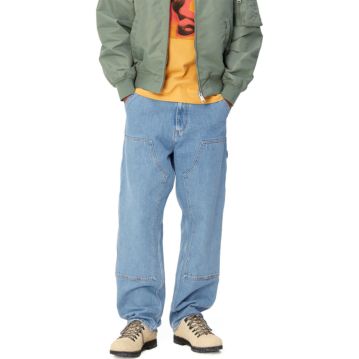 Carhartt WIP Double Knee Pant Blue Heavy Stone Bleached
