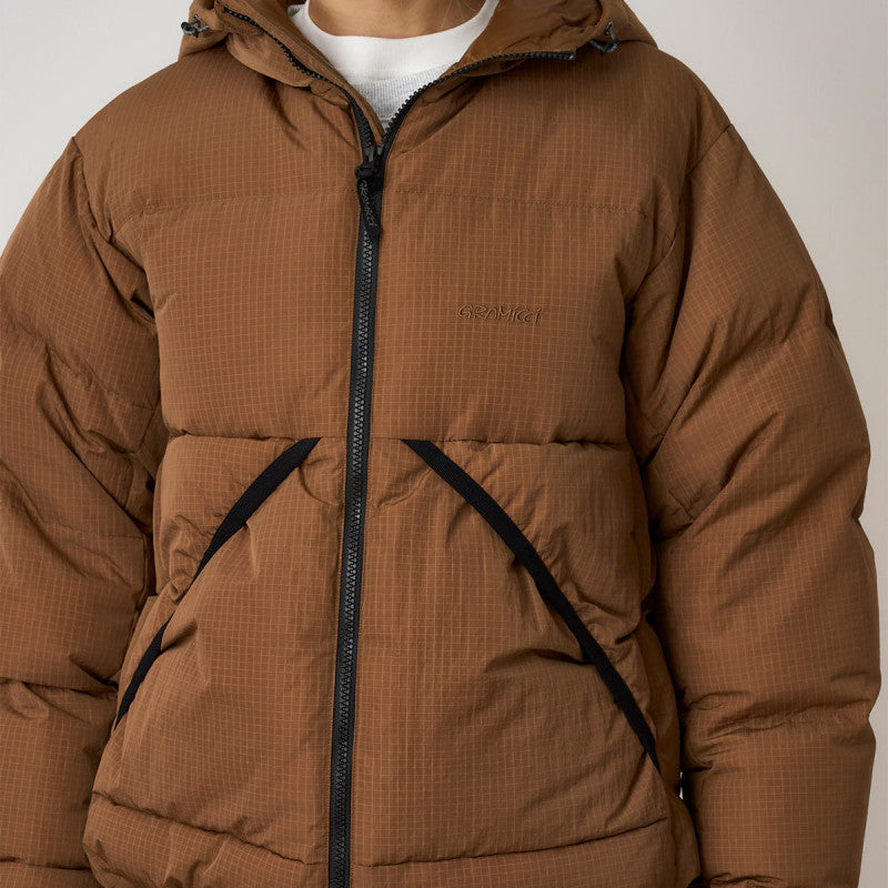 Gramicci Down Puffer Hooded Jacket Brown