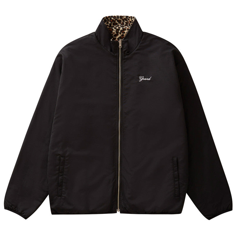 Grand Collection Reversible Fleece Leopard Print Jacket Leopard/Black