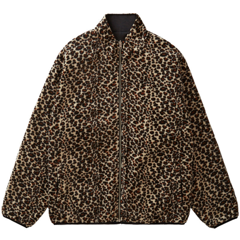 Grand Collection Reversible Fleece Leopard Print Jacket Leopard/Black