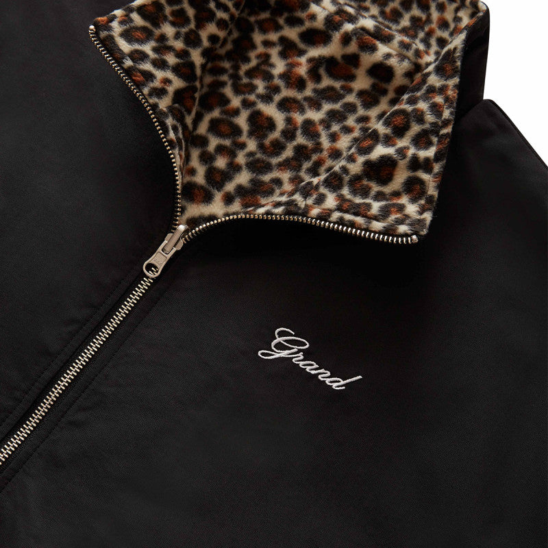 Grand Collection Reversible Fleece Leopard Print Jacket Leopard/Black