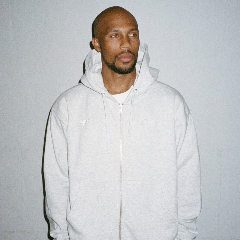 Grand Collection x New Balance Heavyweight Full Zip Hooded Sweater Grey
