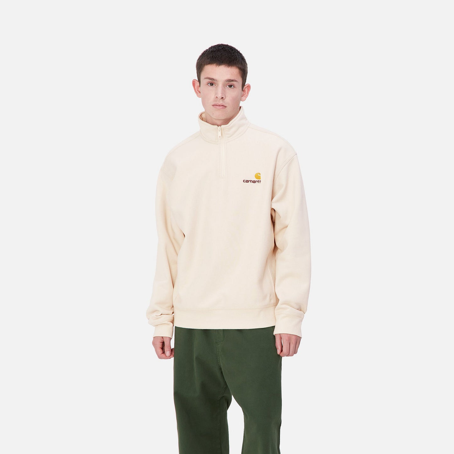 Carhartt WIP Half Zip American Script Sweater Moonbeam