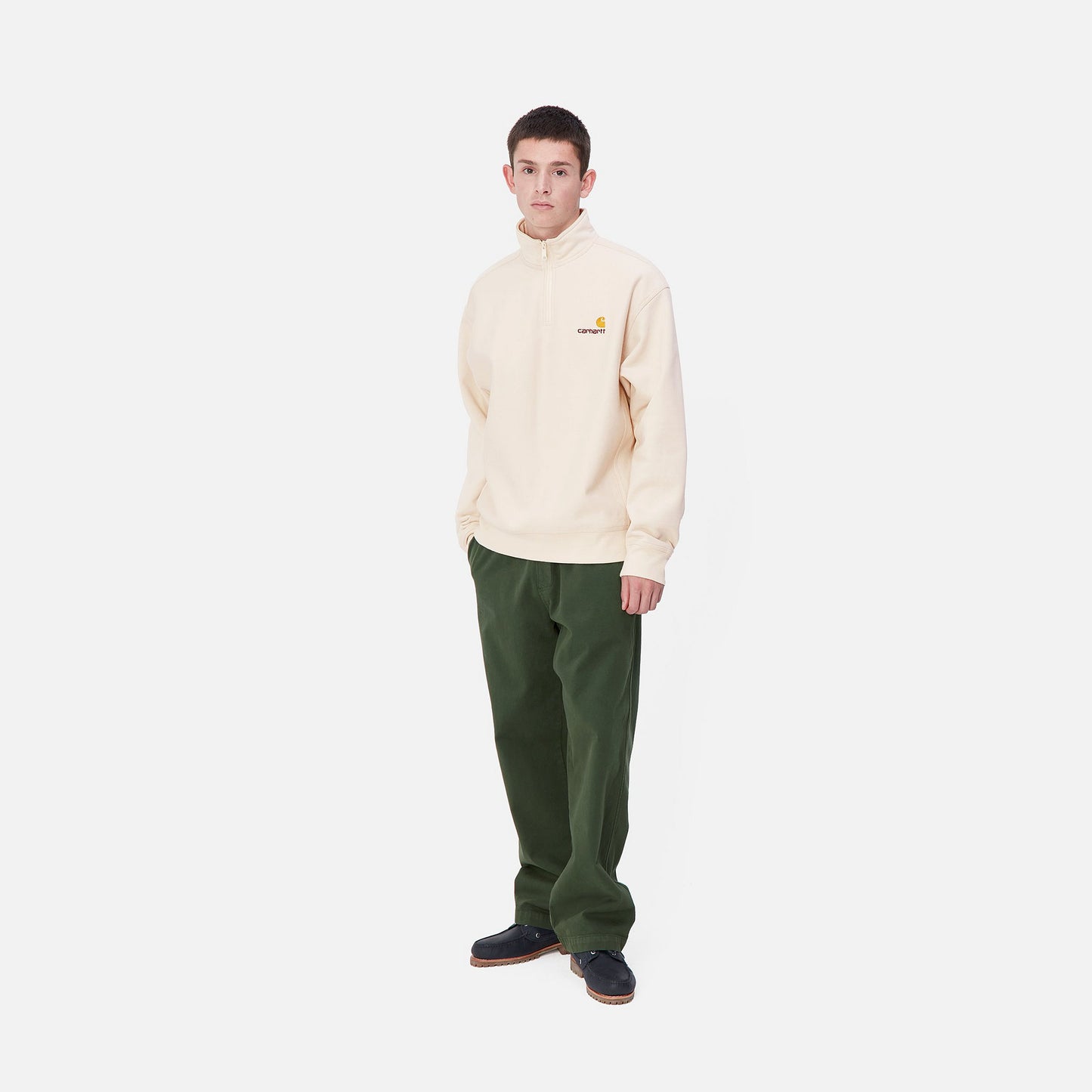 Carhartt WIP Half Zip American Script Sweater Moonbeam