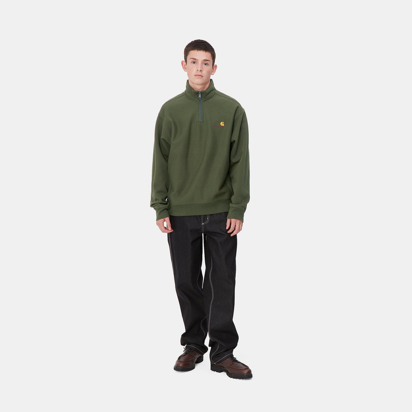 Carhartt WIP Half Zip American Script Sweater Tarragon