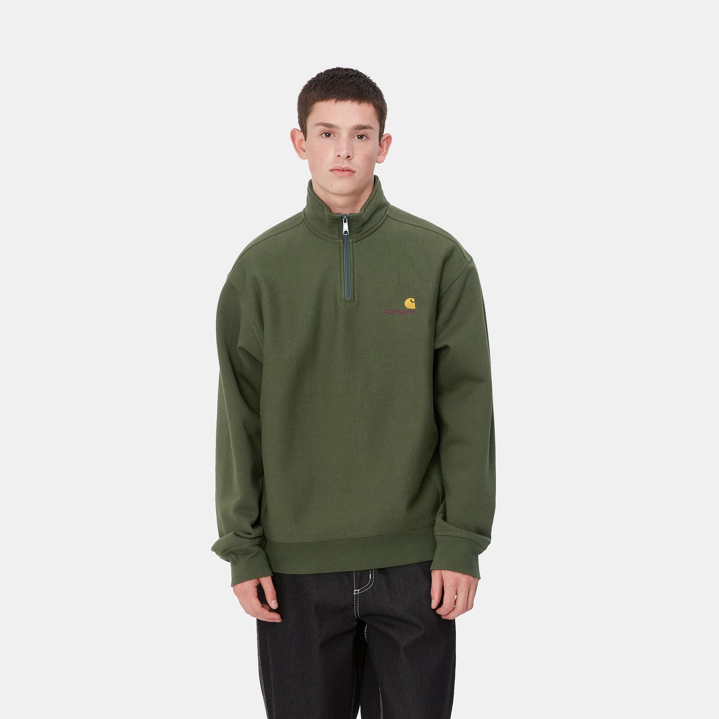 Carhartt WIP Half Zip American Script Sweater Tarragon