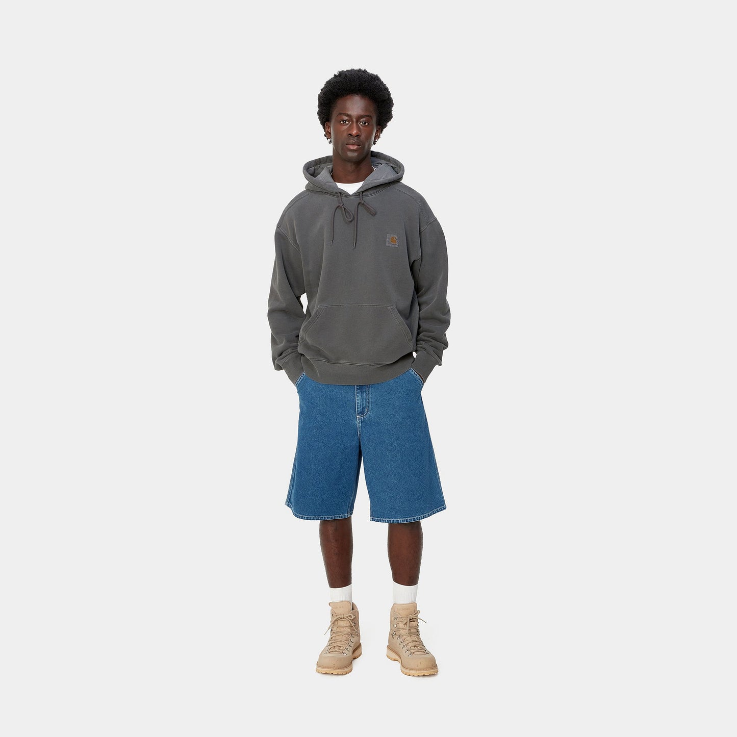 Carhartt WIP Nelson Hooded Sweater Charcoal Garment Dyed