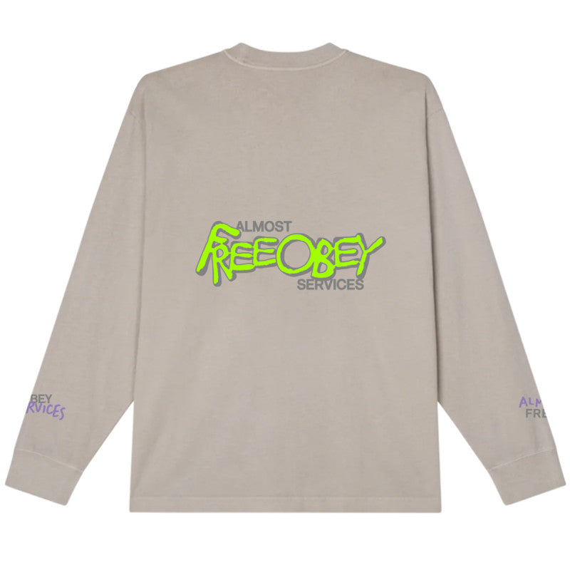 Obey Almost Free Obey Longsleeve T-Shirt Silver Grey