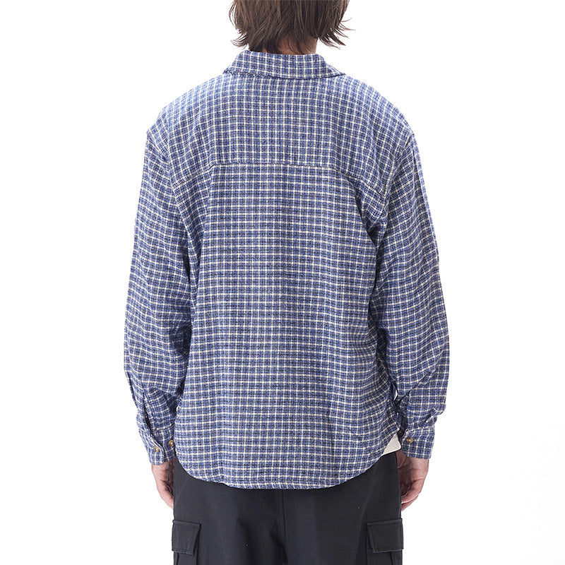Obey Bigwig Micro Plaid Woven Longsleeve Shirt Silver Grey