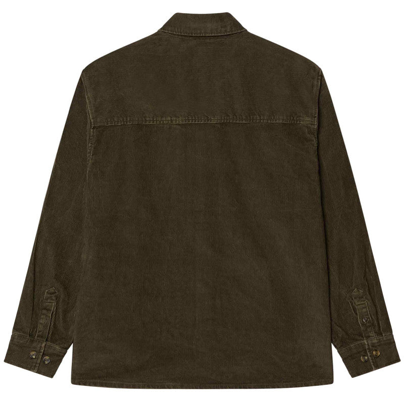 Obey Buckley Corduroy Woven Longsleeve Shirt Black Olive Faded Wash
