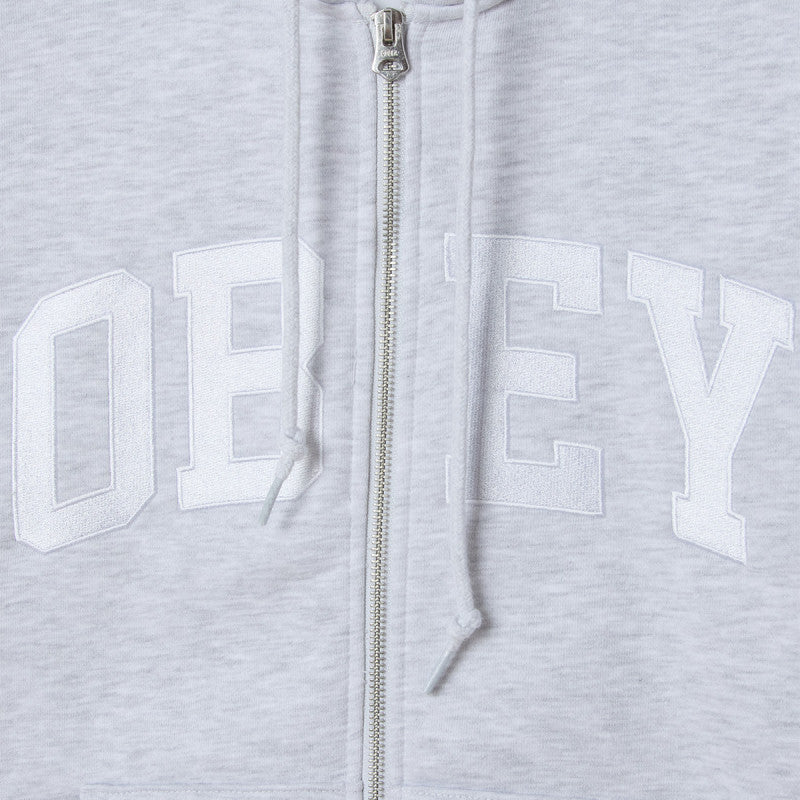 Obey Collegiate Zip Hooded Sweater Ash Grey