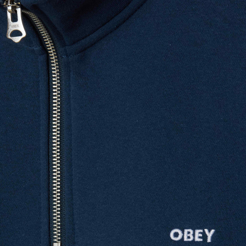 Obey Established Works Bold Mockneck Half Zip Sweater Dark Denim