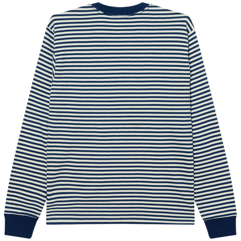 Obey Established Works Eyes Stripe Longsleeve Shirt Navy Peony