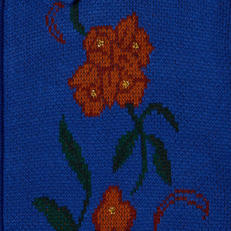 Obey Floral Zip Cardigan Surf Blue