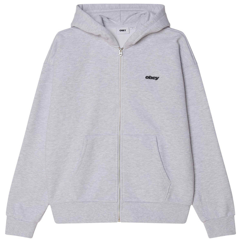 Obey Gaze Extra Heavy Zip Hooded Sweater Ash Grey