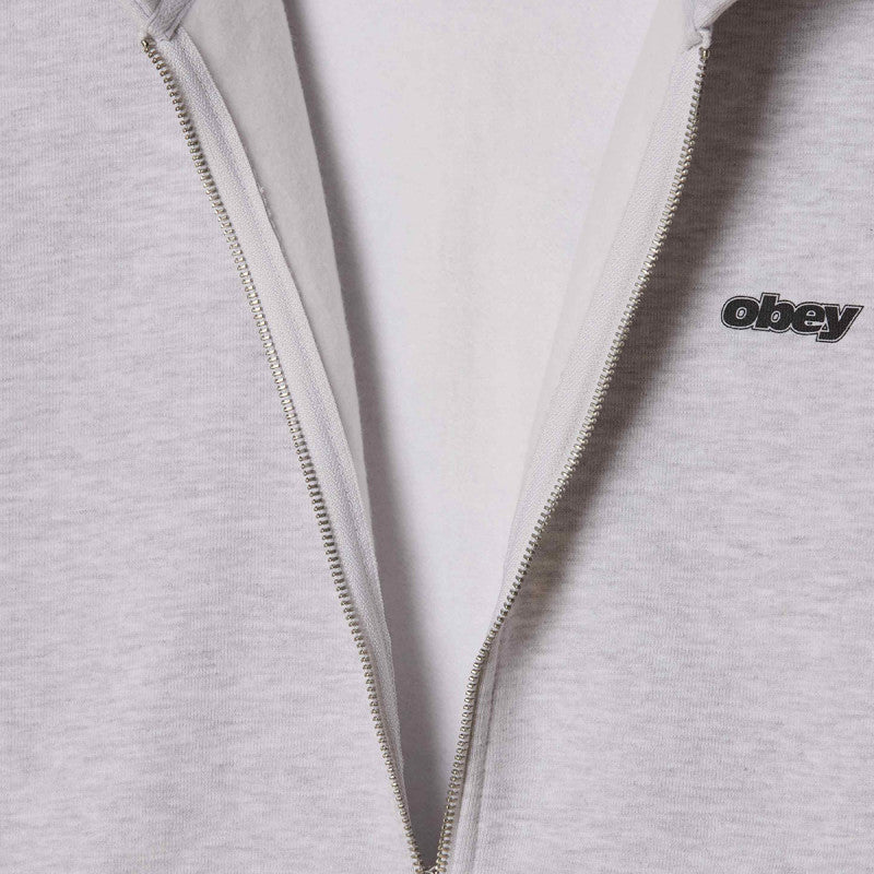 Obey Gaze Extra Heavy Zip Hooded Sweater Ash Grey