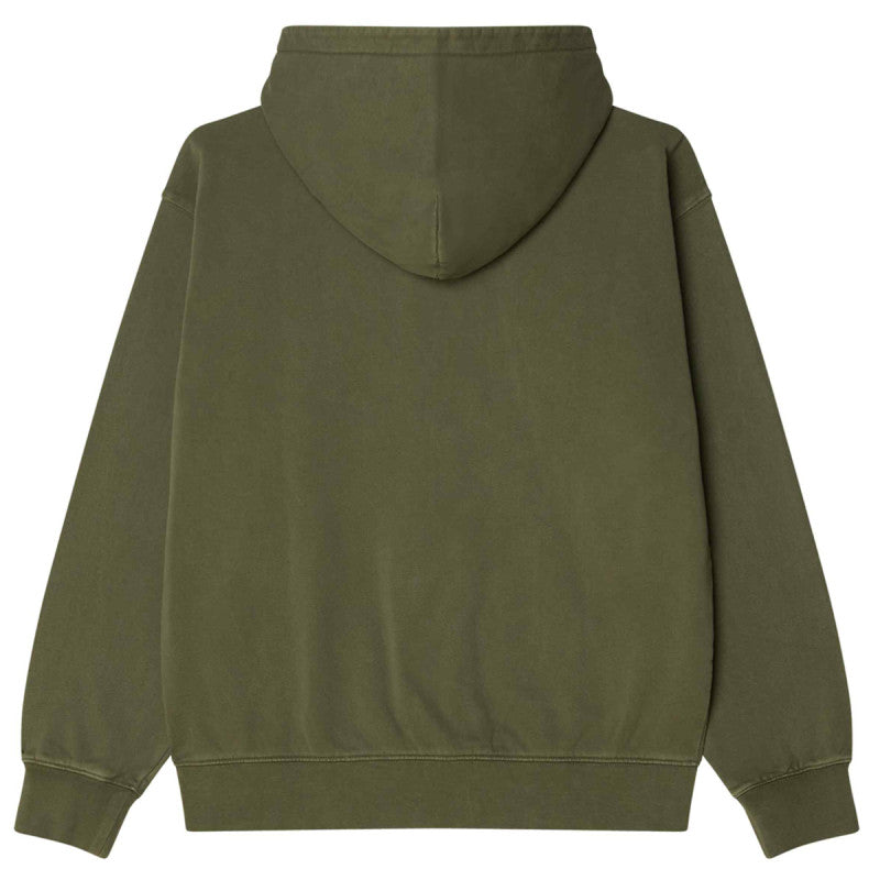 Obey Hybrid Faded Zip Hooded Sweater Deep Lichen Green Faded Wash