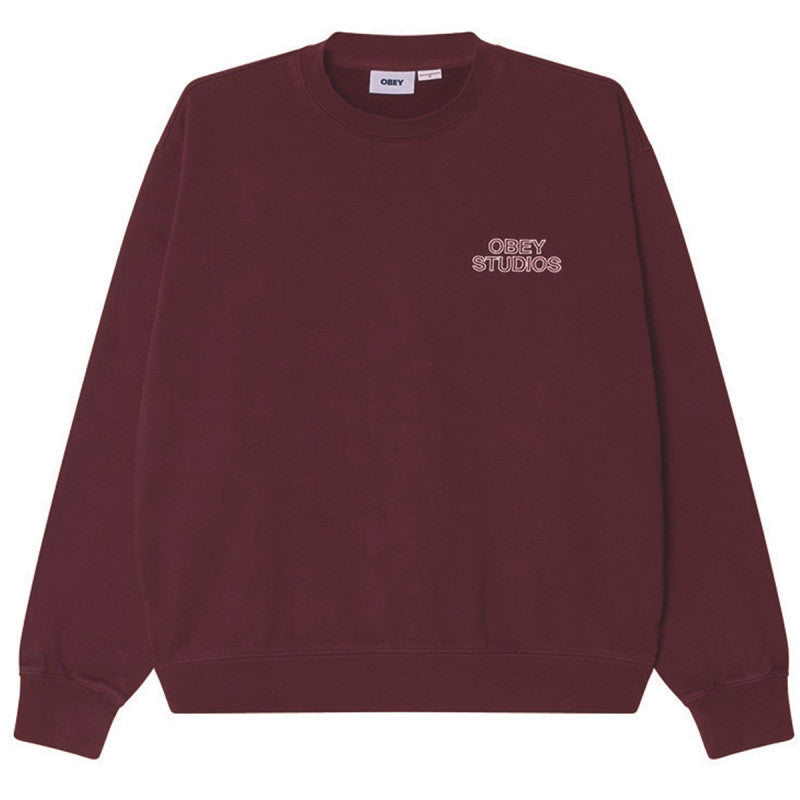 Obey Studios Faded Sweater Winetasting Faded Wash