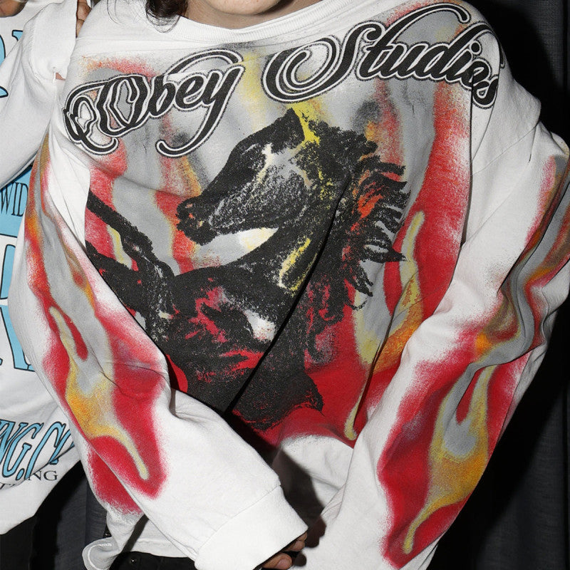 Obey Studios Horse Longsleeve T-Shirt White