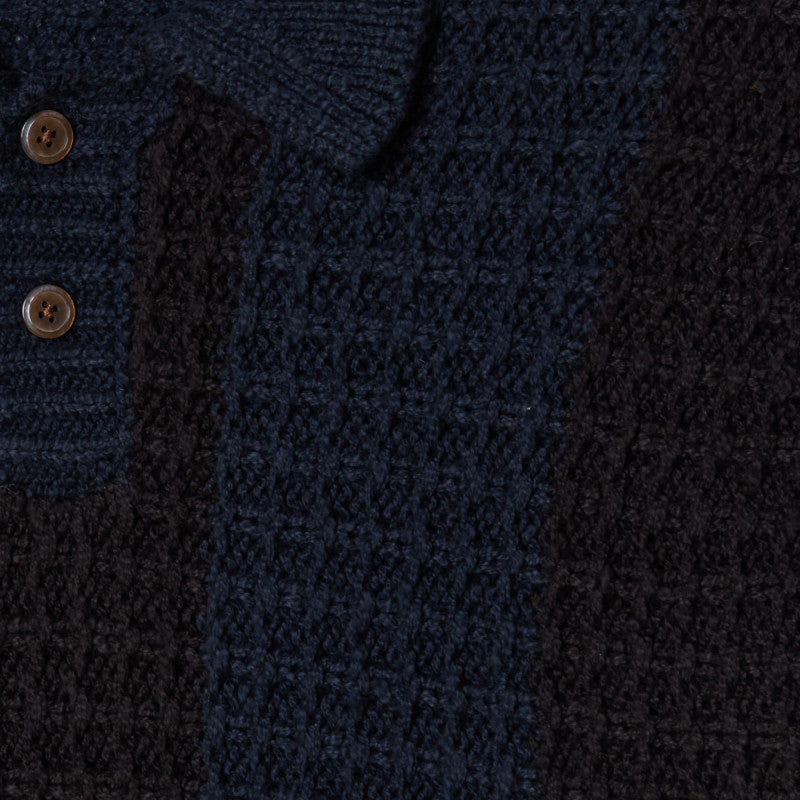 Obey Textured Rugby Polo Sweater Dark Navy