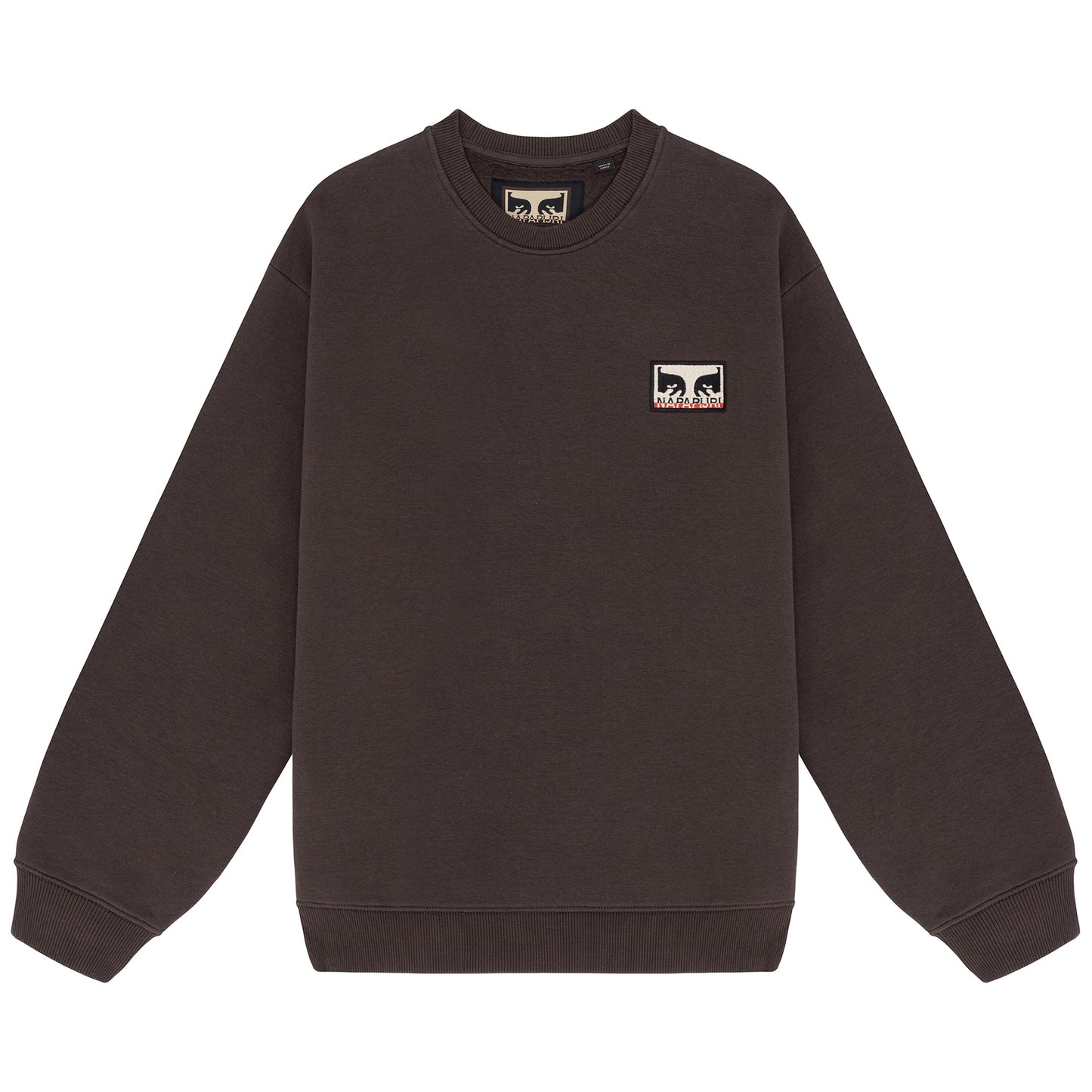 Obey X Napapijri Don't Just Watch It Burn Crewneck Sweater Dark Brown