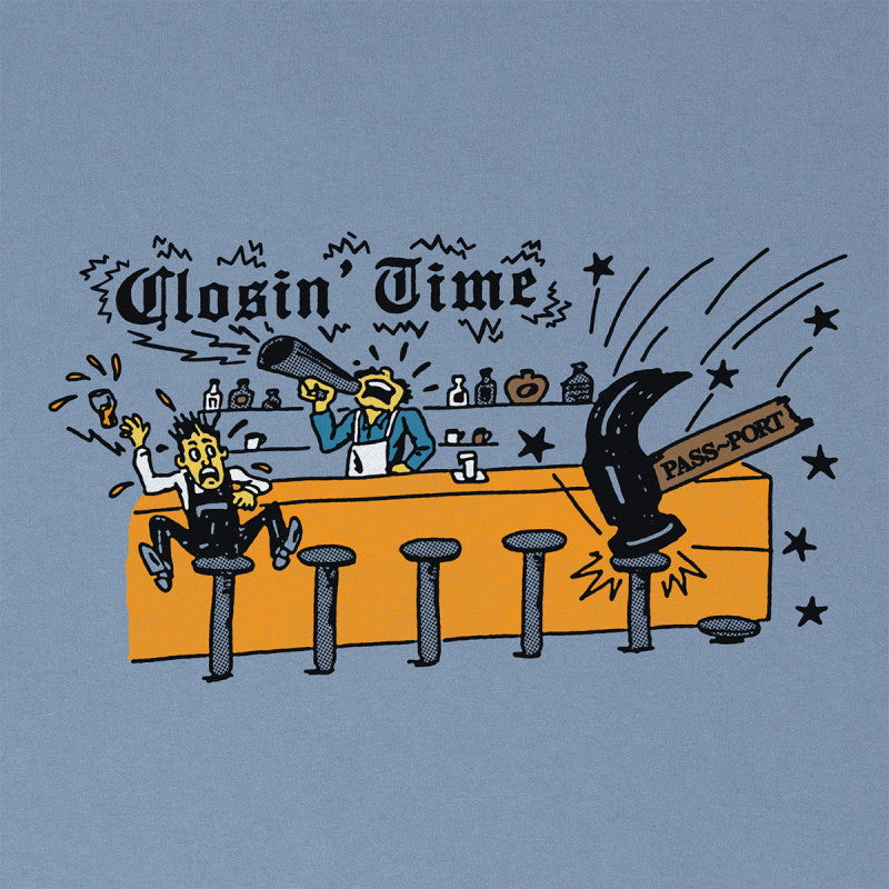 Pass Port Closin' Time T-shirt Washed Out Blue