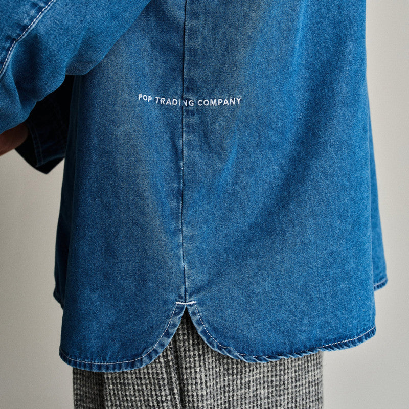 POP Applique Logo Denim Shirt Rinsed Denim