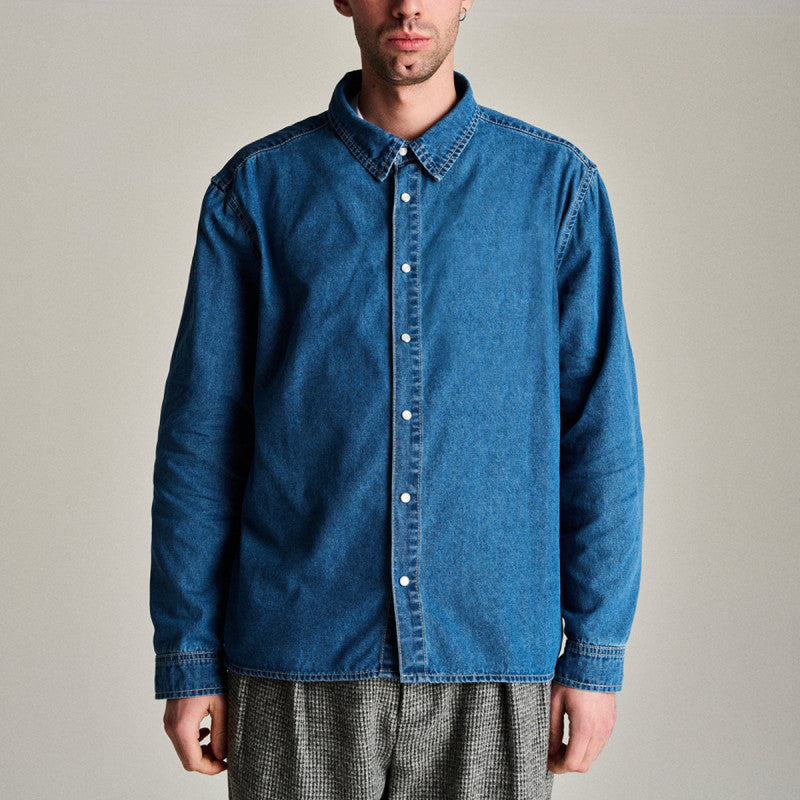 POP Applique Logo Denim Shirt Rinsed Denim