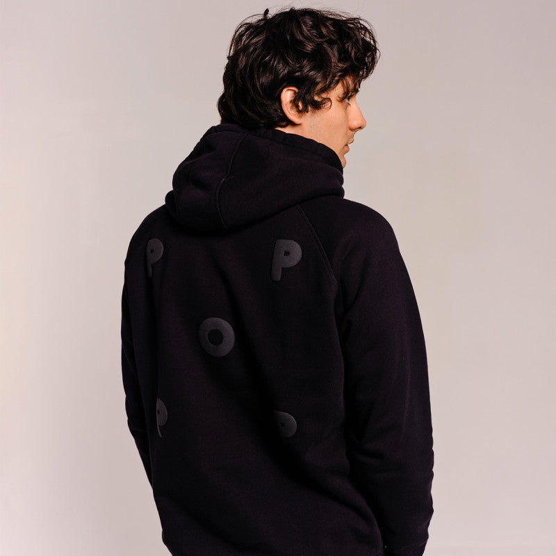 POP Puffed Logo Hooded Sweater Black