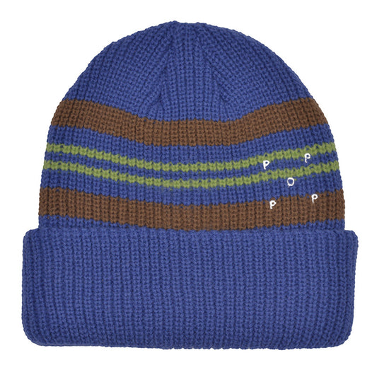 POP Striped Beanie Blue