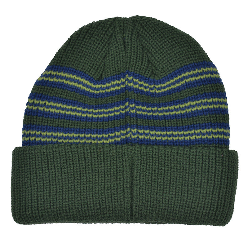 POP Striped Beanie Green