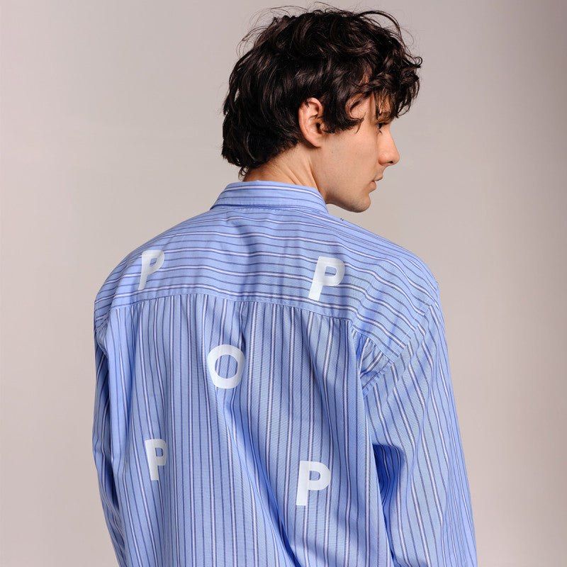 POP Striped Logo Shirt Blue