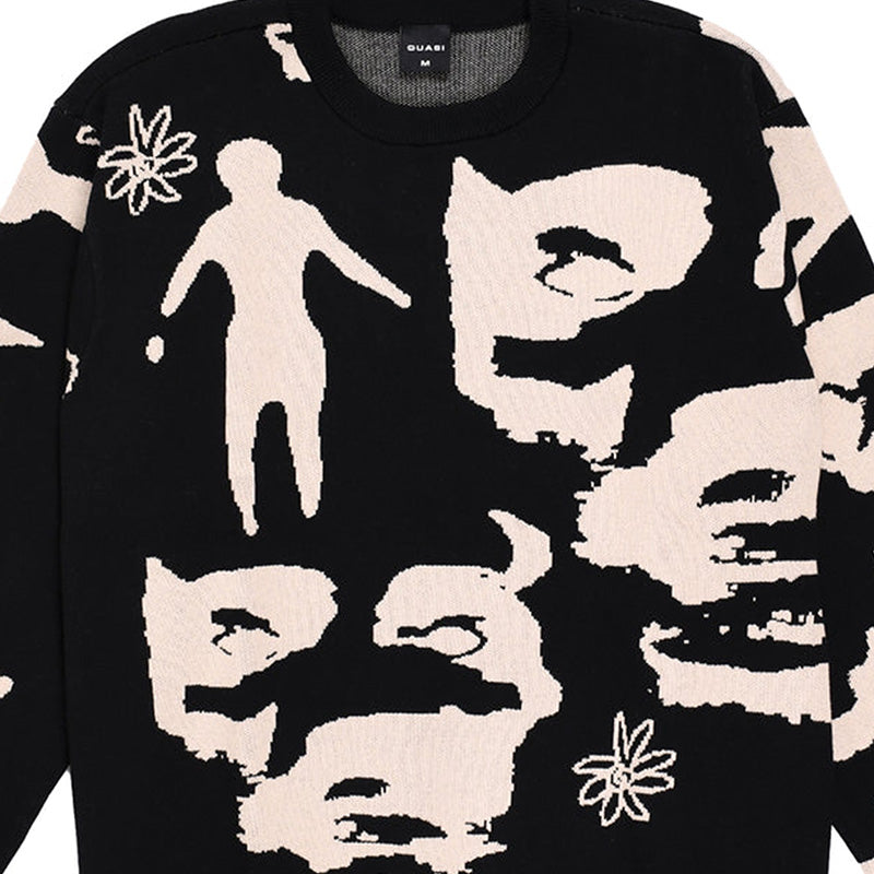 Quasi Stoneage Jacquard Knit Sweater Black