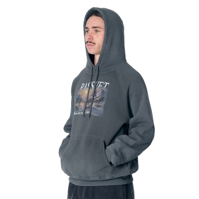 Rassvet Horses Raglan Hooded Sweater Black