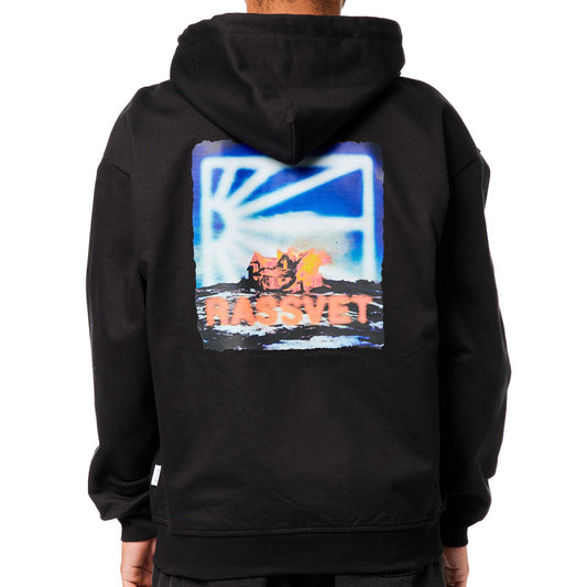 Rassvet House Zip Knit Hooded Sweater Black