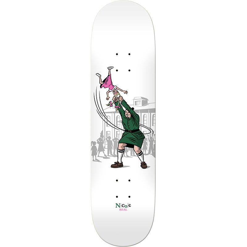 Real Nicole Hammer Throw Skateboard Deck White 8.28