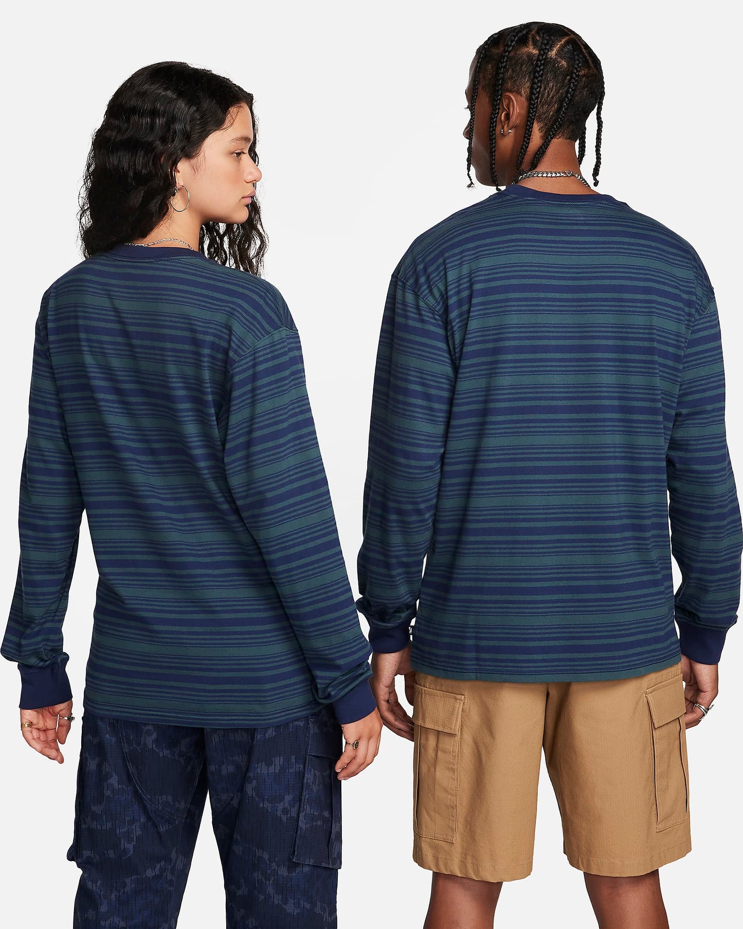 Nike SB Stripe Longsleeve T-Shirt Midnight Navy/Deep Jungle