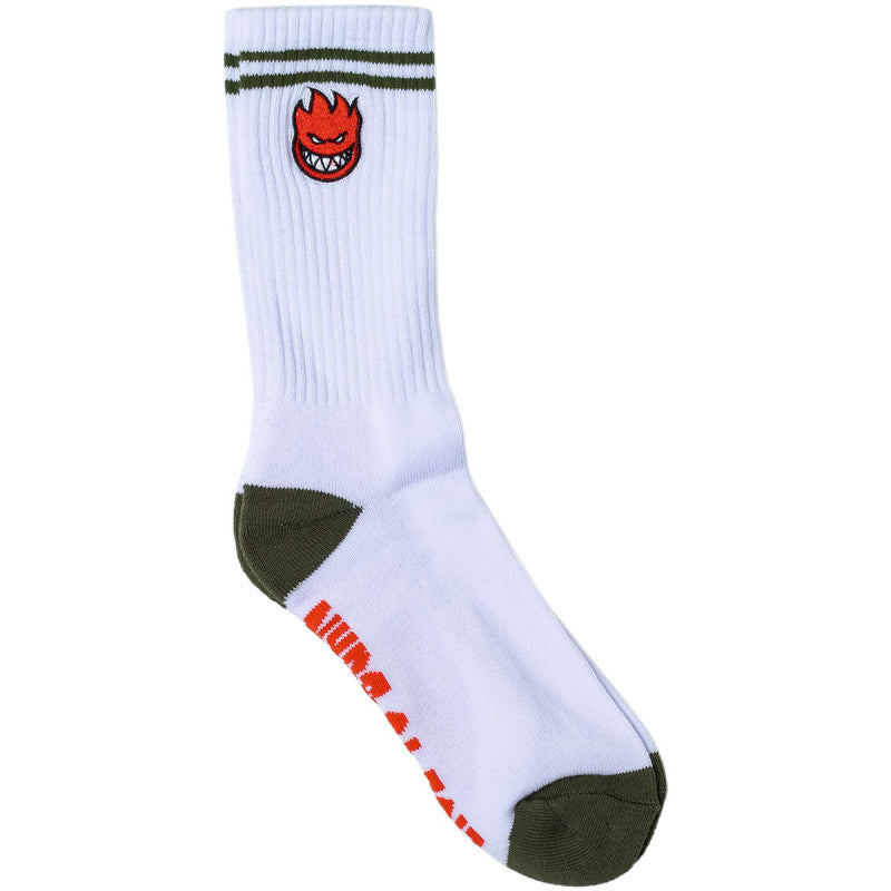 Spitfire Bighead Fill Emb Sock White/Olive/Red
