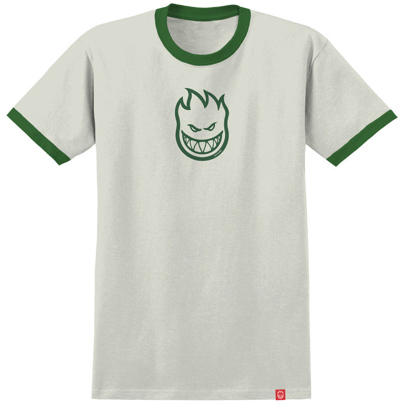 Spitfire Bighead Mid Ringer T-Shirt Natural/Forest Green