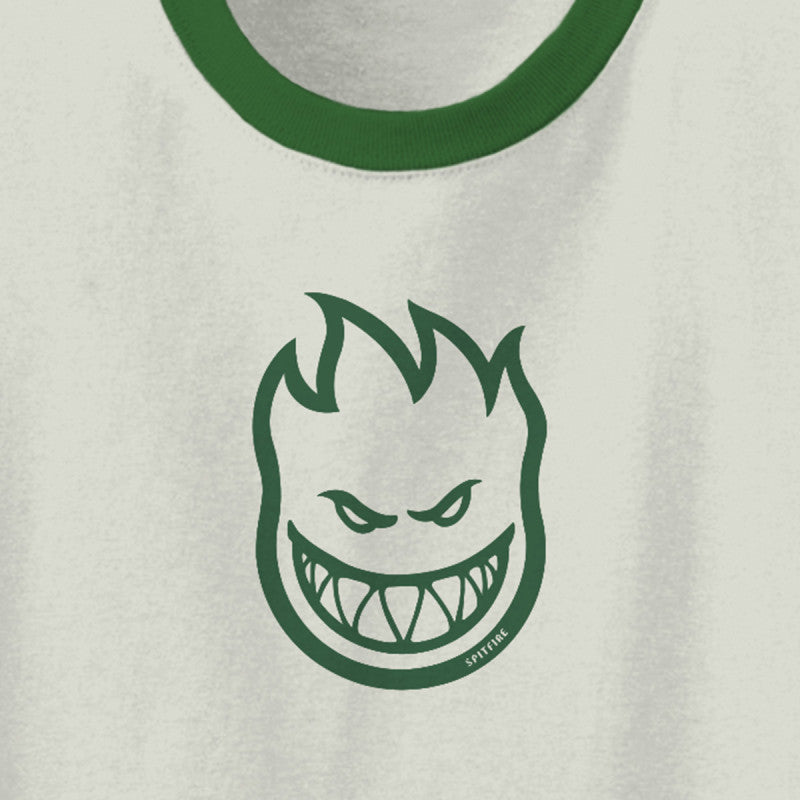 Spitfire Bighead Mid Ringer T-Shirt Natural/Forest Green