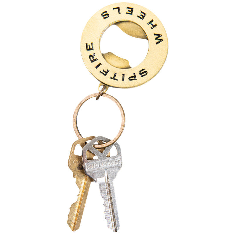 Spitfire Classic Swirl Bottle Opener Keychain Antique Brass/Black