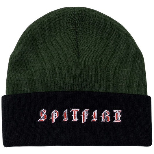 Spitfire Old E Cuff Beanie Dark Green/Black/Red