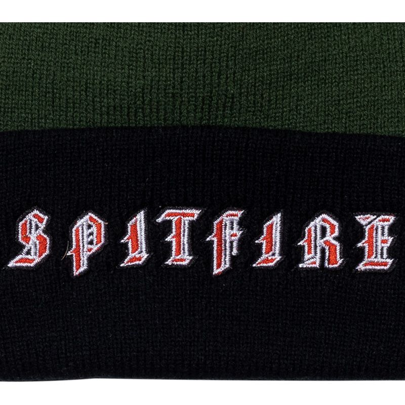 Spitfire Old E Cuff Beanie Dark Green/Black/Red