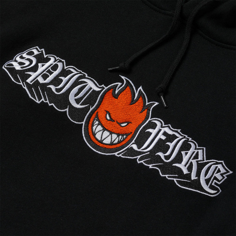 Spitfire Old E Drop Bighead Emb Custom Hooded Sweater Black